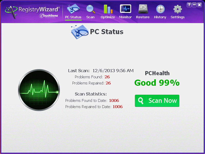 Repair your registry problems and improve PC performance with RegistryWizard